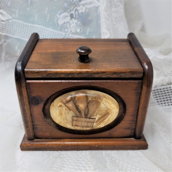 Vintage Wood Trinket Box Recipe Holder - Picture 11 of 11